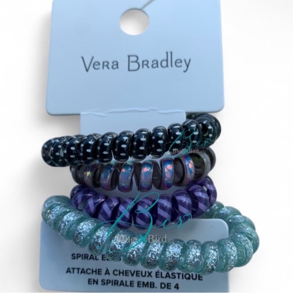 Vera Bradley Spiral Elastic Hair Tie 4PK Tranquil Medallion - Picture 3 of 3